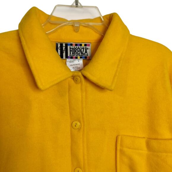 4370)Vintage 90s Authentic Forenza Large Solid Yellow Button Down Fleece Jacket - Picture 3 of 9